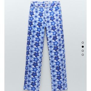ZARA FULL LENGTH FLORAL STRAIGHT LEG JEAN